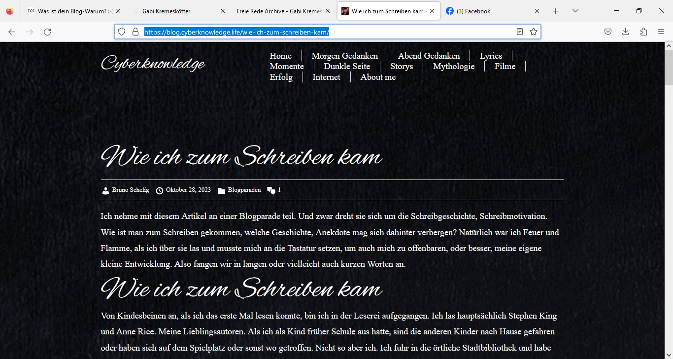 Screenshot Blogbeitrag Bruno T. Schelig 28.10.23
