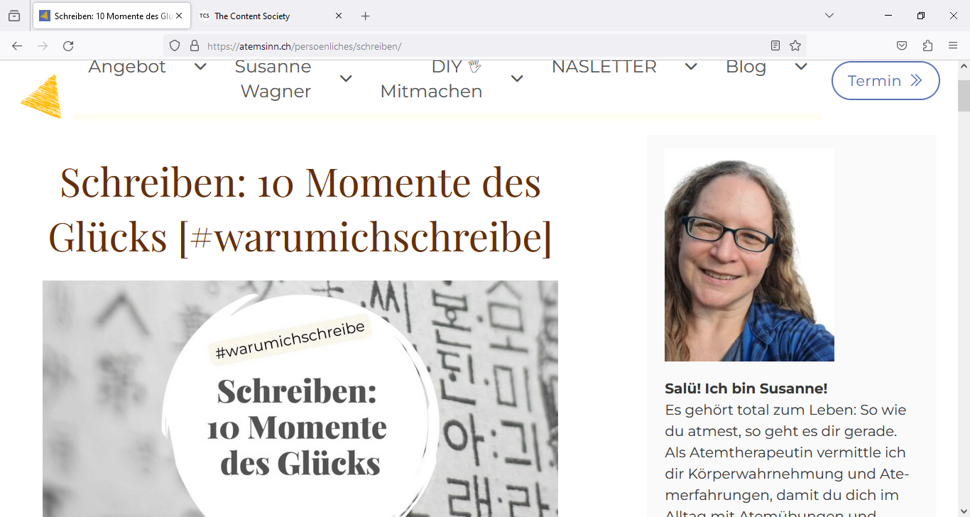 Screenshot Blogbeitrag Susanne Wagner 30.10.23