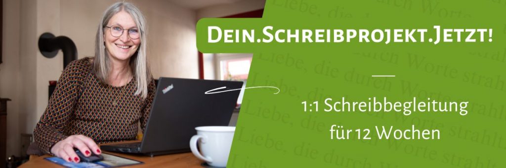 Frau am Laptop, Header für das Angebot Dein.Schreibprojekt.Jetzt! 1:1 Schreibbegleitung für 12 Wochen