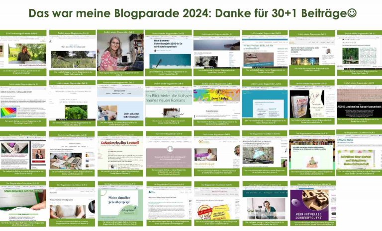 Screenshots aller 31 Artikel zu Gabi Kremeskötters Blogparade 2024