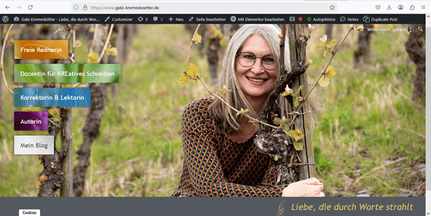 Screenshot der Startseite von Gabi Kremeskötter 