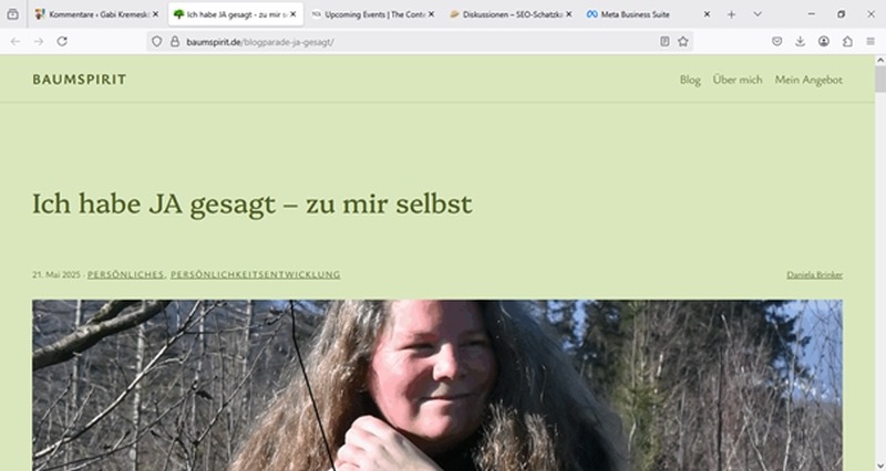 Screenshot Blogartikel von Daniela Brinker "Ich habe JA gesagt - zu mir selbst"