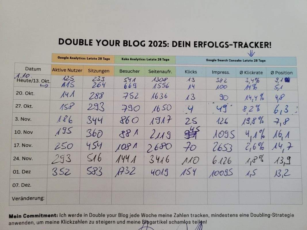 Double your Blog 2025: Dein Erfolgs-Tracker - Zahlen einer Website zu Klicks und Nutzungen unterschiedlicher Plattformen