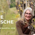 Frau schaut durch eine Herz-Weinrebe, daneben "Hallo 2026: Meine Wünsche für das erste Quartal 2026"